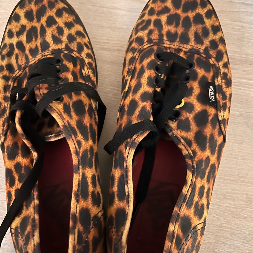 Vans Leopard Print Sneakers with Red Insole